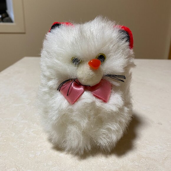 2/$20, Vintage Plush Toy – Adorable White Furry Animal with Clown Nose - Picture 4 of 10